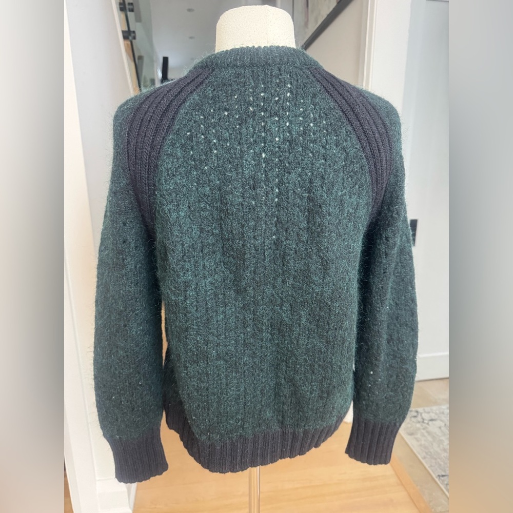 SEE BY CHLOE Green and Black Wool Mohair Zip Cardigan Sweater US 4 - Picture 3 of 8
